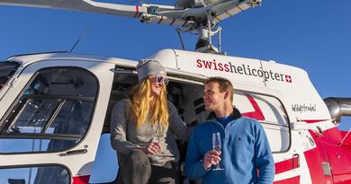 Grosszügiger Helikopter-Alpenflug mit Kulinarik